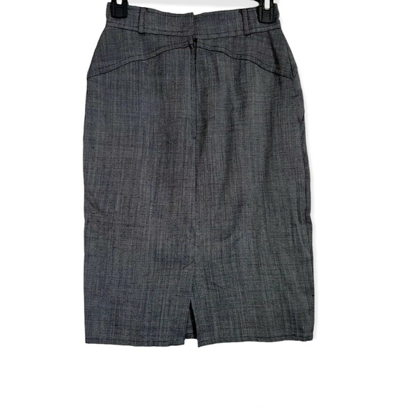 Karl Lagerfeld Italy Vtg Straight Skirt EU 36 US 4 Linen blend Structured Gray - Picture 2 of 4